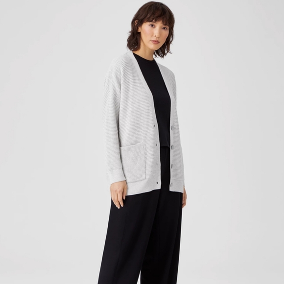 Eileen Fisher Pearls Boyfriend Cardigan - Picture 2 of 16